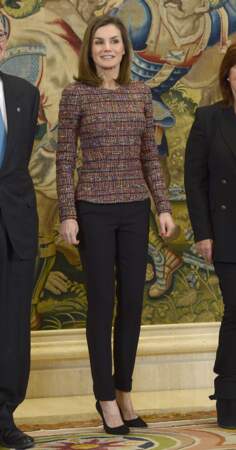 Letizia d'Espagne au palais de la Zarzuela à Madrid