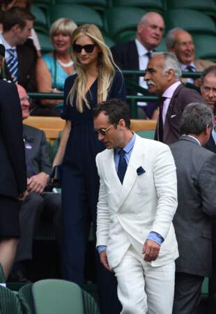 Jude Law, 46 ans et sa compagne Phillipa Coan, 32 ans, à Wimbledon en juillet 2016