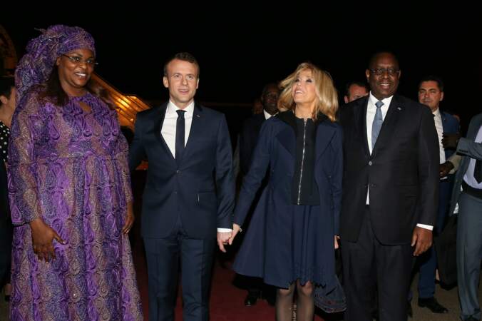 Emmanuel et Brigitte Macron avec Macky et Marieme Faye Sall 