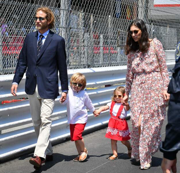 Andrea Casiraghi, Tatiana Santo Domingo et leurs enfants Sacha et India au Grand Prix F1 de Monaco en 2017