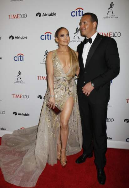 Jennifer Lopez et son compagnon Alex Rodriguez à la soirée 2018 Time 100 Gala au Frederick P. Rose Hall à New York,