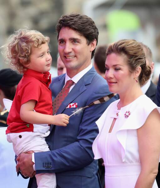 Justin Trudeaux avec sa femme, Sophie Grégoire et leur adorable troisième enfant, Hadrien