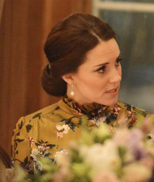 Kate Middleton lors du dîner à l'ambassade de Grande-Bretagne à Stockholm le 30 janvier