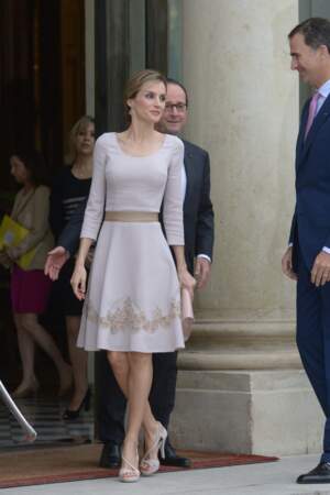 King Felipe VI And Queen Letizia Arrive At Elysee Palace - Paris
