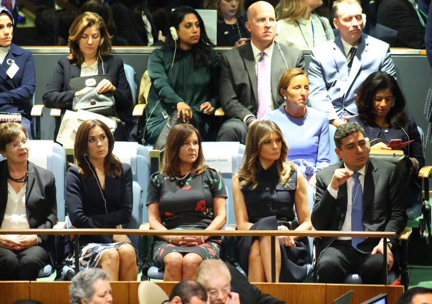 Melania Trump écoute le discours de Donald Trump à la 73ème session de l'Assemblée générale à l'ONU.