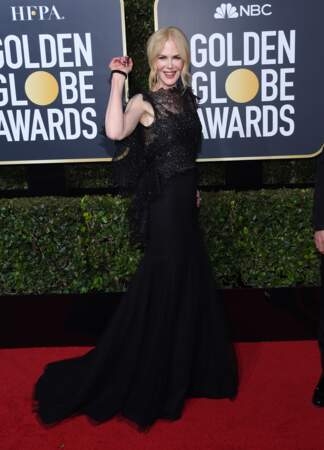 Nicole Kidman en robe longue et noire en Givenchy Couture