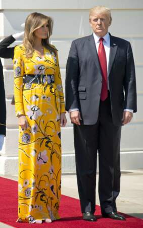 Melania Trump, en robe à fleurs Emilio Pucci, pour la venue du 1er ministre indien à Washington, le 26 juin 2017