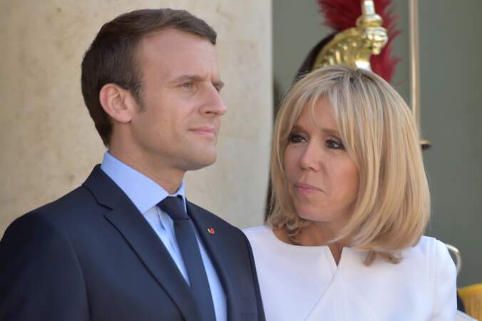 Le président de la République Emmanuel Macron et sa femme, la première dame Brigitte Macron 