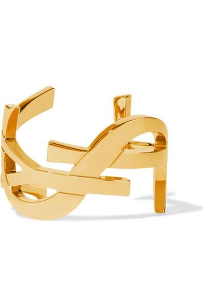 Manchette en plaqué or Monogramme, Yves Saint Laurent, 495€