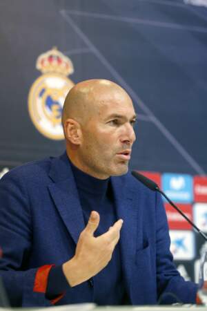 Zinédine Zidane en conférence de presse pour annoncer son départ du Real Madrid le 31 mai 2018