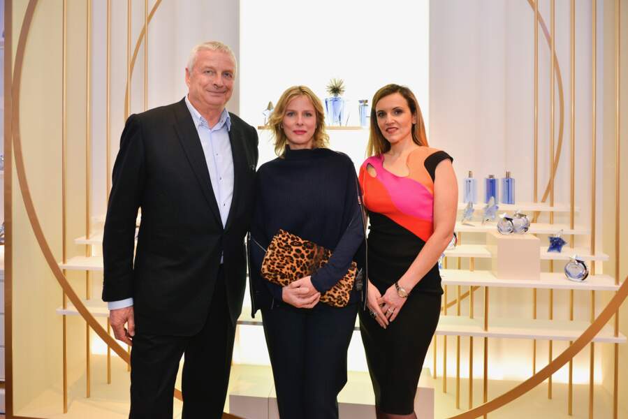 Christian Courtin-Clarins avec Karin Viard et Sandrine Groslier (Présidente des marques Mugler Mode et Parfums)