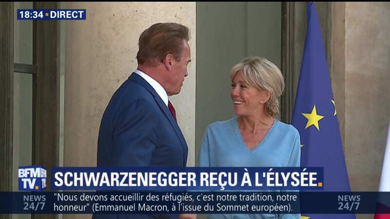 Brigitte Macron rencontre Terminator Arnold Schwarzenegger à l'Elysée