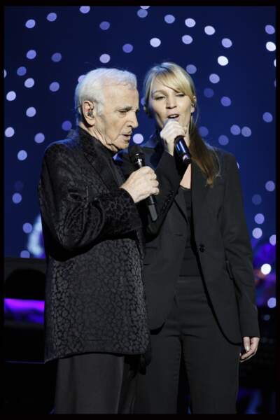 Charles Aznavour avec sa fille Katia, à l'Olympia, en 2011.