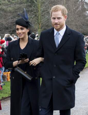 Meghan Markle et le prince Harry à la messe de Noël le 25 décembre 2018. Meghan est enceinte de cinq mois