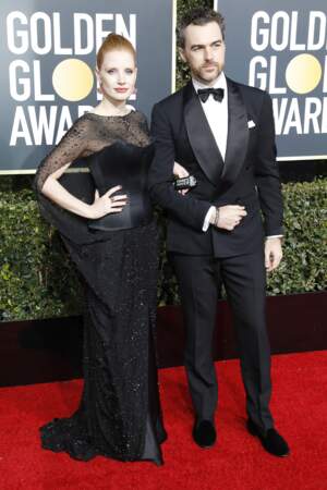 Jessica Chastain et son mari Gian Luca Passi de Preposulo lors des Golden Globes, le 6 janvier 2019
