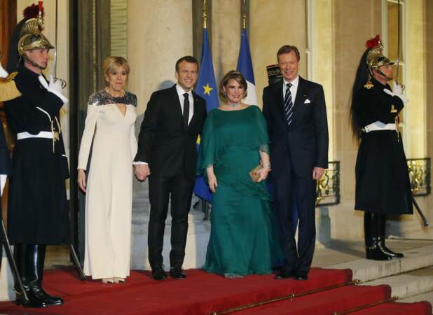 Brigitte Macron, Emmanuel Macron, Maria-Teresa et son époux Henri de Luxembourg.