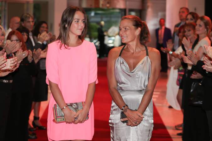 Stéphanie et sa fille Pauline fêtent les 10 ans de Fight Aids Monaco, le 25 Juillet 2014 au Sporting de Monte Carlo