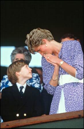 Le prince William et la princesse Diana dans les tribunes de Wimbledon en 1991
