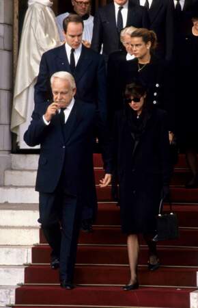 Rainier, Caroline, Albert et Stéphanie aux obsèques de Stephano Casiraghi à Monaco en 1992