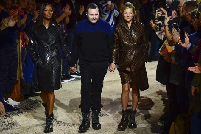Naomi Campbell et Kate Moss, avec Kim Jones, défilent pour Louis Vuitton Hommes Automne-Hiver 2018 