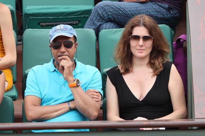 Pascal Legitimus et sa femme Adriana Santini en tribune à Roland Garros le 28 mai 2018
