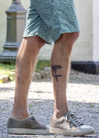 Le prince Frederik de Danemark et son tatouage requin, au palais Grasten au Danemark, le 15 juillet 2018