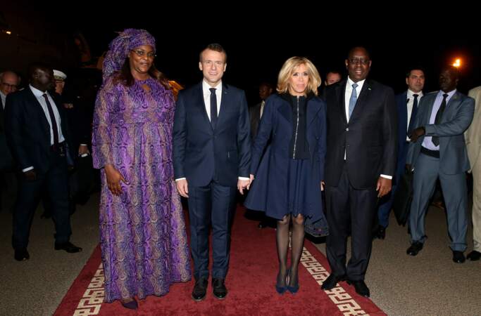 Emmanuel et Brigitte Macron avec le président sénégalais et son épouse, la Première dame