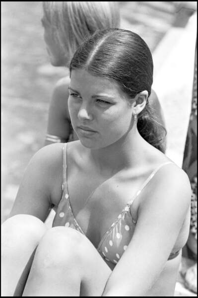 La princesse Caroline de Monaco lors du championnat de natation à Monte Carlo, en 1972