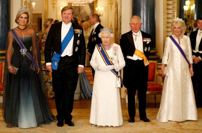 La reine Maxima, le roi Willem-Alexander, la reine Elizabeth II, le prince Charles et Camilla Parker Bowles