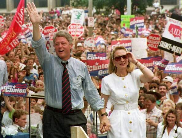 1992, en pleine campagne pour son époux 