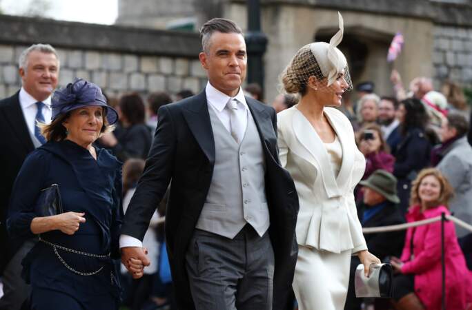 Robbie Williams et son épouse Ayda au mariage d'Eugénie d'York, au château de Windsor, le 12 octobre 2018