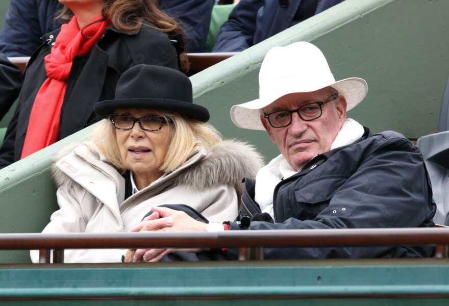 Mireille Darc et son mari Pascal Desprez, le 3 juin 2016 à Roland Garros