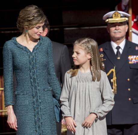 La reine Letitzia d'Espagne avec sa fille, la princesse Sofia