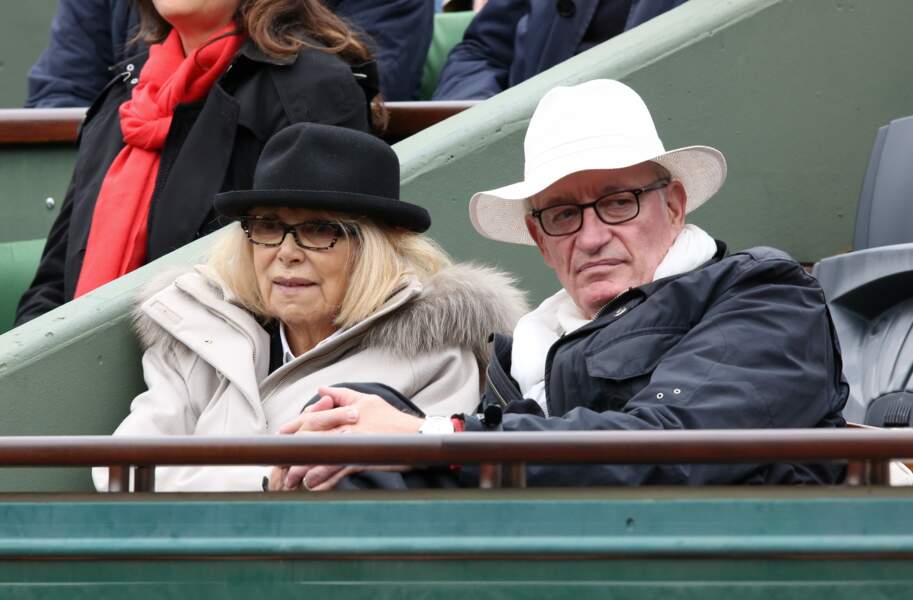 Mireille Darc et son mari Pascal Desprez, le 3 juin 2016 à Roland Garros