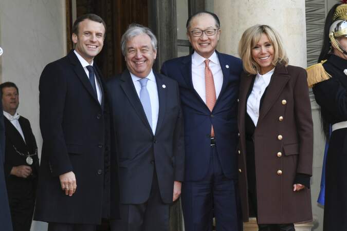 Emmanuel Macron, Antonio Guterres, Jim Yong Kim et Brigitte Macron.