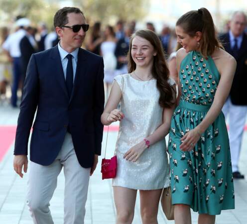 Gad Elmaleh, la princesse Alexandra Hanovre et Charlotte Casiraghi à Monaco le 20 juin 2014