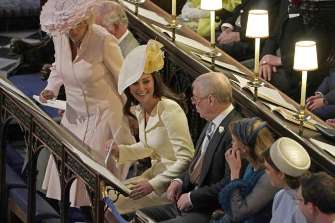 Charles, Camilla, Kate Middleton, Andrew, Eugenie lors des noces de Meghan et Harry,  le 19 mai 2018