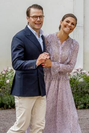 Le prince Daniel et la princesse Victoria lors de son 41ème anniversaire à Solliden, le 14 juillet 2018.