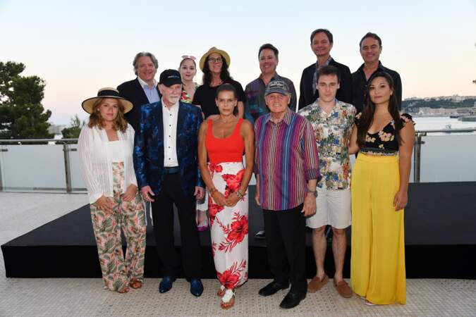 La princesse Stéphanie, Camille Gottlieb, Louis Ducruet, à la soirée Fight Aids à Monaco, le 13 juillet 2019.