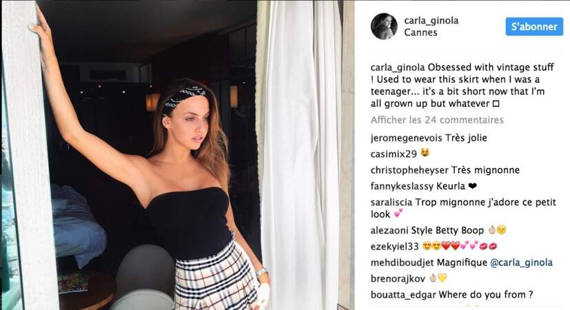 Carla Ginola prend aujourd'hui la pose sur Instagram en toute confiance.