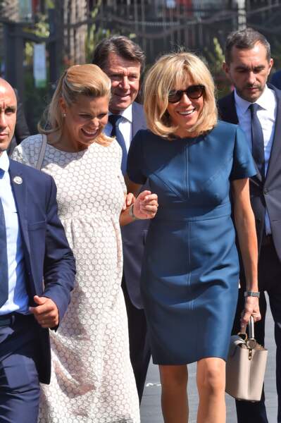 Brigitte Macron et Laura Tenoudji à la cérémonie d'hommage aux victimes de l'attentat du 14 juillet 2016 à Nice