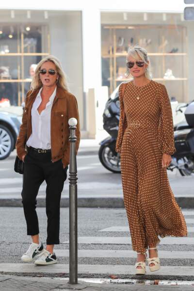 Marie Poniatowski et Laeticia Hallyday à Paris (sans la croix de Johnny), le 18 septembre 2019.