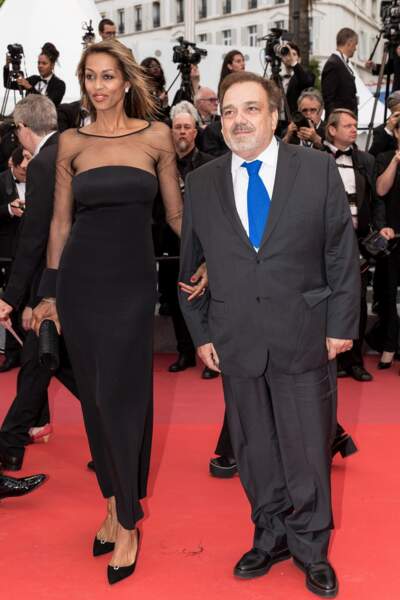 Didier Bourdon et sa compagne Marie-Sandra à la première du film d'Almodovar, à Cannes, le 17 mai 2019.