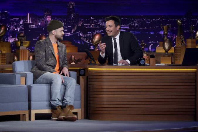 Justin Timberlake et Jimmy Fallon sur le plateau du Tonight Show en 2018