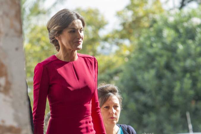 Letizia d'Espagne à Rome, le 16 octobre. Une tenue proche de celle de Kate Middleton au mariage d'Eugénie d'York
