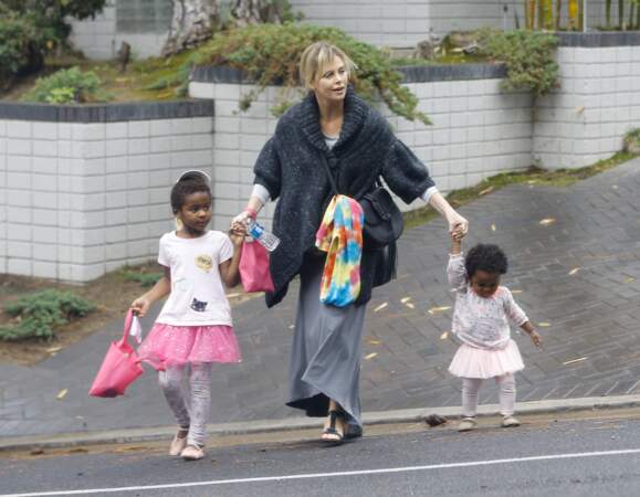 Charlize Theron avec ses enfants August et Jackson 