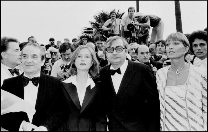 Claude Chabrol, Stéphane Audran et Isabelle Huppert au festival de Cannes pour le film "Violette Nozière" en 1978