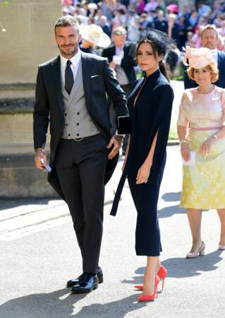 David et Victoria Beckham à leur arrivée au mariage du prince Harry et de Meghan Markle, le 19 mai 2018