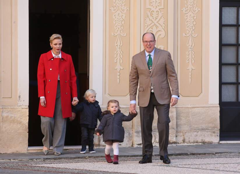 Albert et Charlène de Monaco avec Jacques et Gabriella au palais princier le 14 décembre 2016