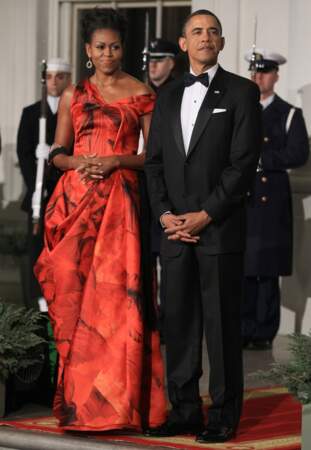 En Alexander McQueen pour un diner d'état avec le président chinois en 2011 